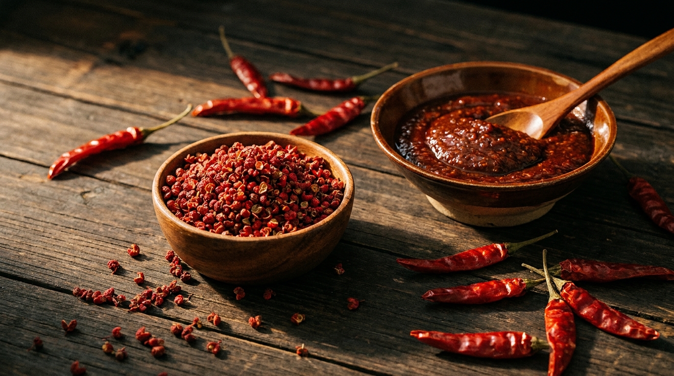 Tři duše sečuánské kuchyně: sečuánský pepř, doubanjiang a sušené chilli